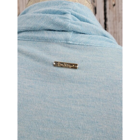 Lilly Pulitzer S Cassine Heather Blue Open Front Cardigan Sweater Knit top EUC - Picture 6 of 10